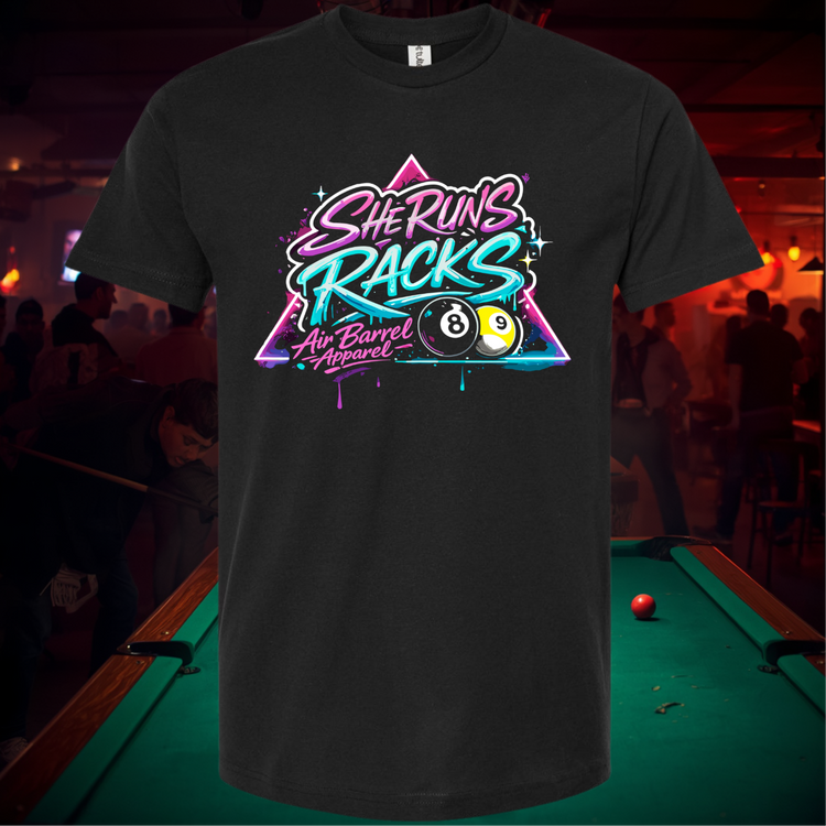 She Runs Racks billiards tee