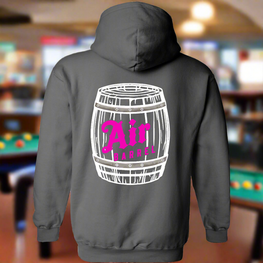 Air Barrel Apparel White and Pink Logo Grey Hoodie