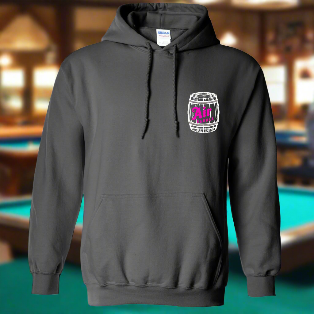 Air Barrel Apparel White and Pink Logo Grey Hoodie