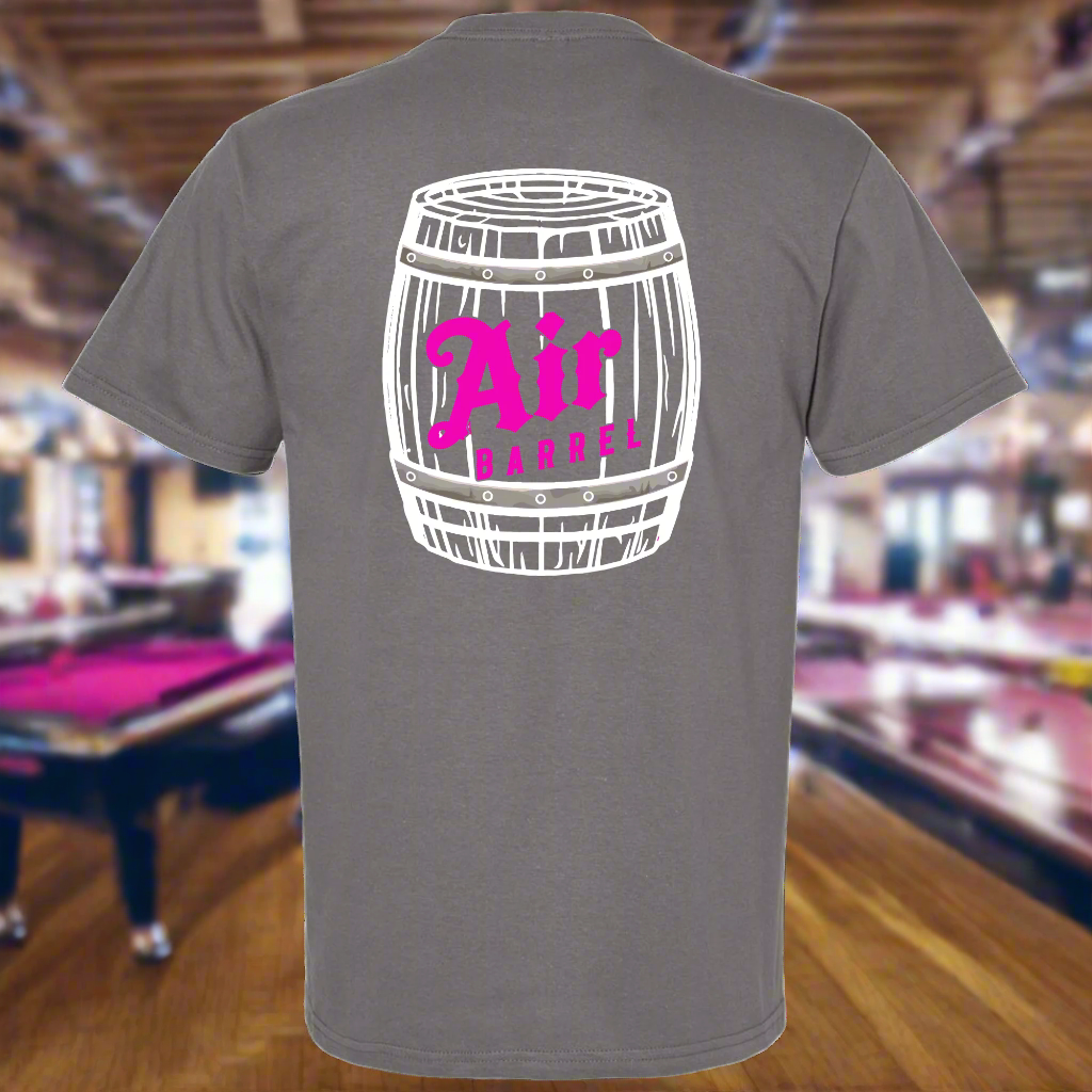 Air Barrel Apparel White and Pink Logo Grey Shirt