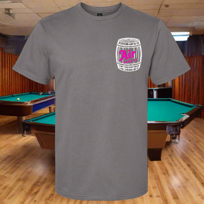 Air Barrel Apparel White and Pink Logo Grey Shirt
