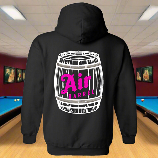Air Barrel Apparel White and Pink Logo Black Hoodie