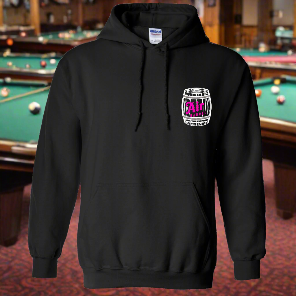 Air Barrel Apparel White and Pink Logo Black Hoodie