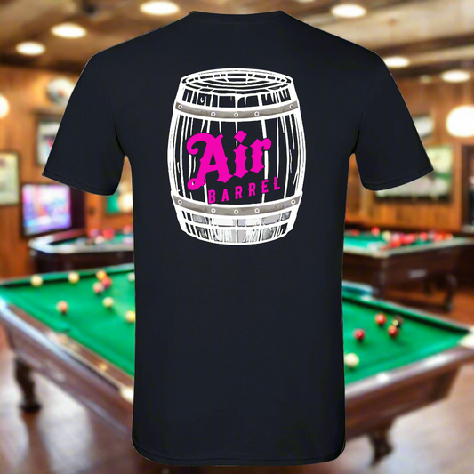 Air Barrel White and Pink Logo Black Shirt