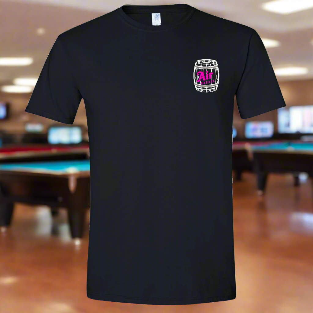 Air Barrel White and Pink Logo Black Shirt
