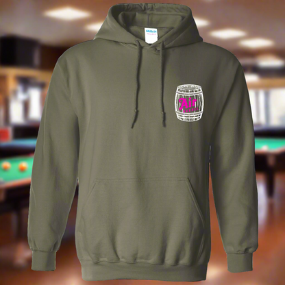 Air Barrel Apparel White and Pink Logo Military Green Hoodie
