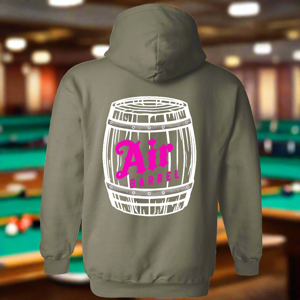 Air Barrel Apparel White and Pink Logo Military Green Hoodie