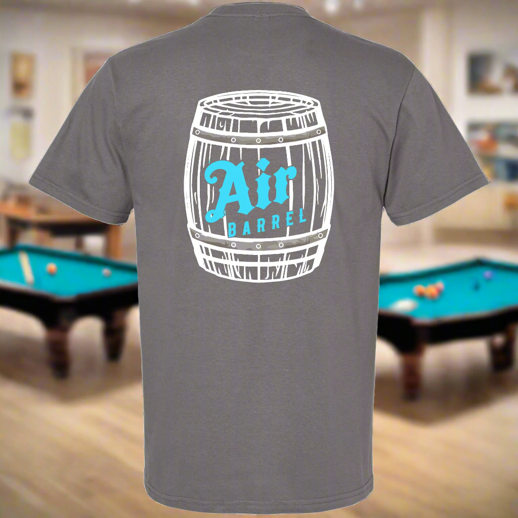 Air Barrel Apparel's White and Baby Blue Logo Grey Shirt