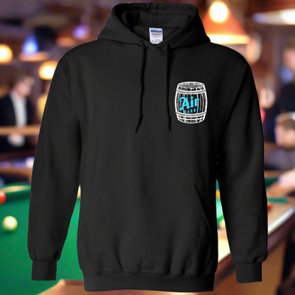 Air Barrel Apparel White and Baby Blue Logo Black Hoodie