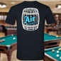 Air Barrel Apparel White and Baby Blue Logo Black Shirt