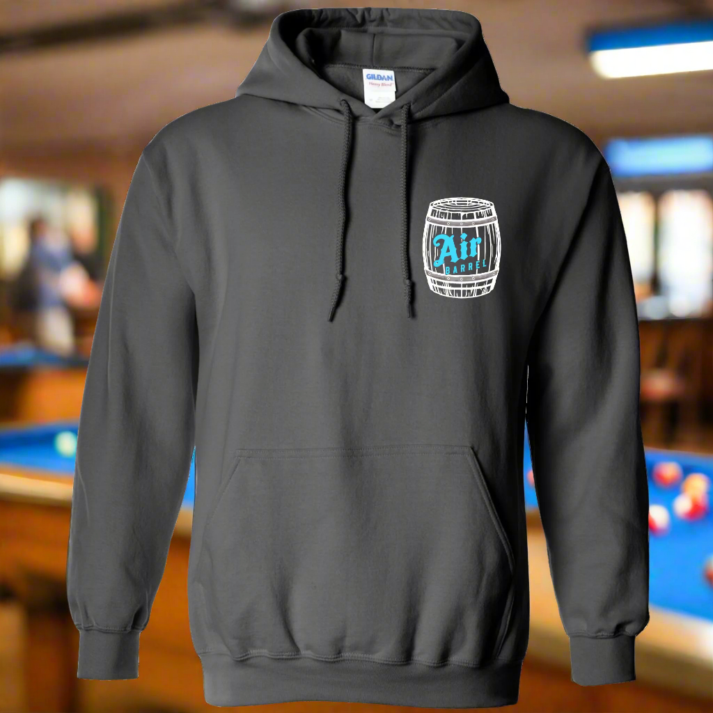 Air Barrel Apparel White and Baby Blue Logo Grey Hoodie