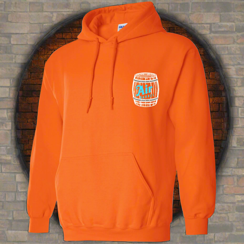 Air Barrel Apparel White and Baby Blue Logo Orange Hoodie