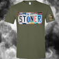 Air Barrel Stoner License Plate Shirt Military Green