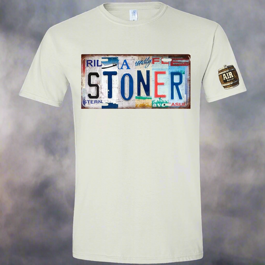 Air Barrel Stoner License Plate Shirt White