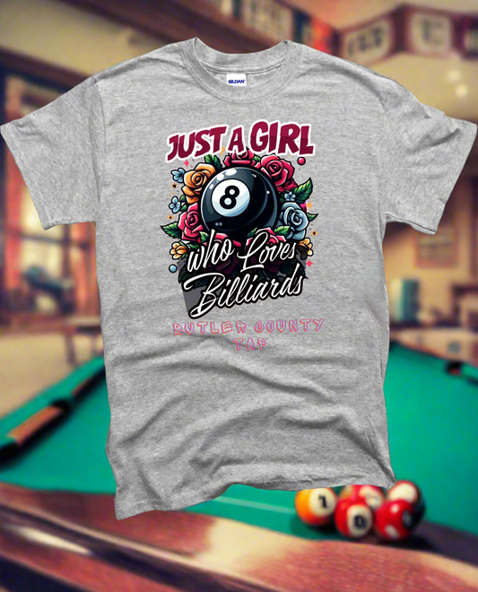 Butler County TAP Just a Girl Who Loves Billiards Shirt