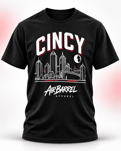 Air Barrel Apparel Cincy Fan black shirt with red accent