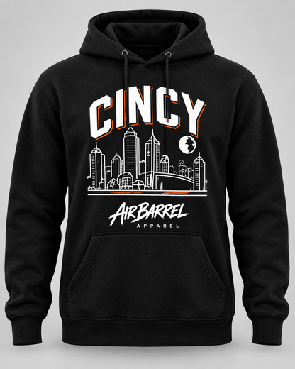 Air Barrel Apparel Cincy Fan black hoodie with orange accent