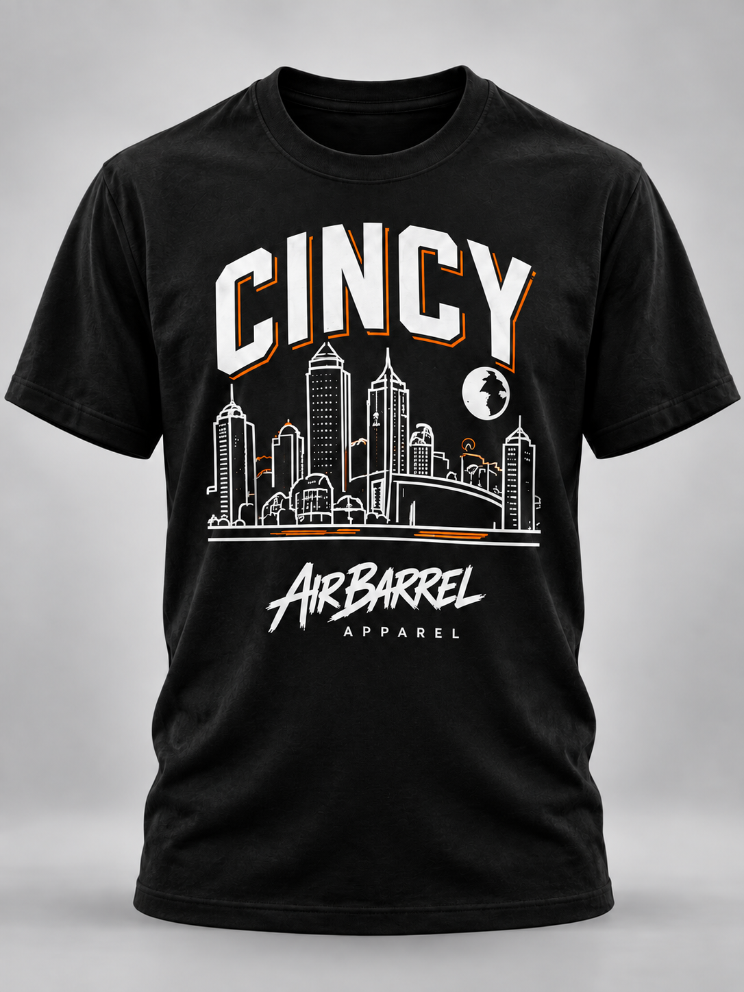 Air Barrel Apparel Cincy Fan black shirt with orange accent